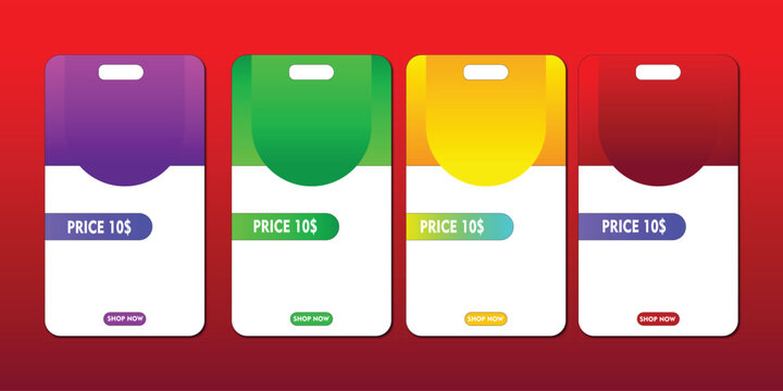 Colorful Pricing Plan Cards UI Template with Modern Gradient Design and Subscription Labels
