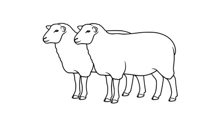 Obraz premium Two Sheep Silhouette Vector Illustration