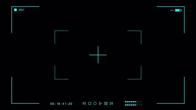 Futuristic Camera Recording HUD Animation with Crosshair and Digital Viewfinder Interface Overlay Loop