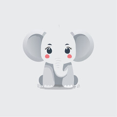 Naklejka premium Adorable baby elephant illustration sitting peacefully, showcasing a charming and gentle cartoon character perfect for children's designs
