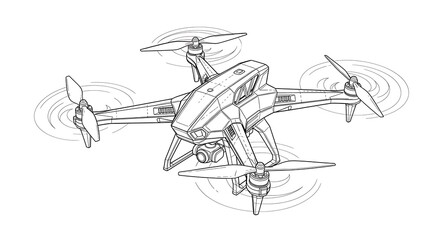 Fototapeta premium Drone flying with propellers in motion