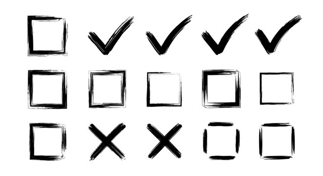 Hand drawn check boxes and ticks.