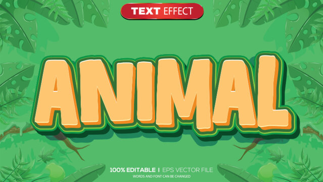 3d text effect animal theme