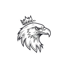 Fototapeta premium Majestic Eagle Head Illustration with Crown and Laurel Wreath Emblem Vector Art