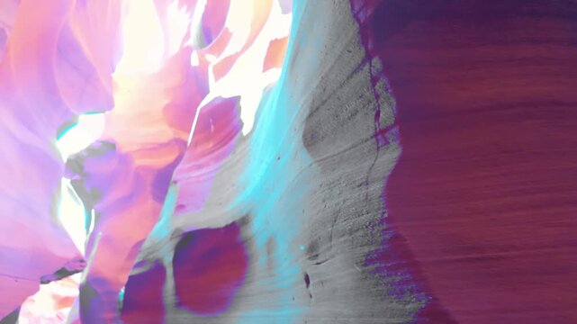 Flowing sandstone curves and vibrant layered patterns inside the narrow slot of Upper Antelope Canyon