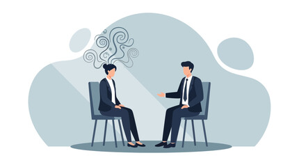 Fototapeta premium Business meeting: psychologist consulting stressed employee about mental health issues