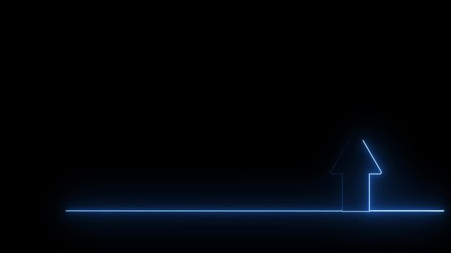 A set of neon arrows with shining effects, highlights on a dark blue background. Futuristic modern neon glowing frame. Vector illustration.
