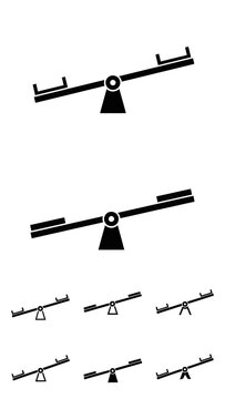 Seesaw Balance Icons, Playground Equipment, Playtime Concept