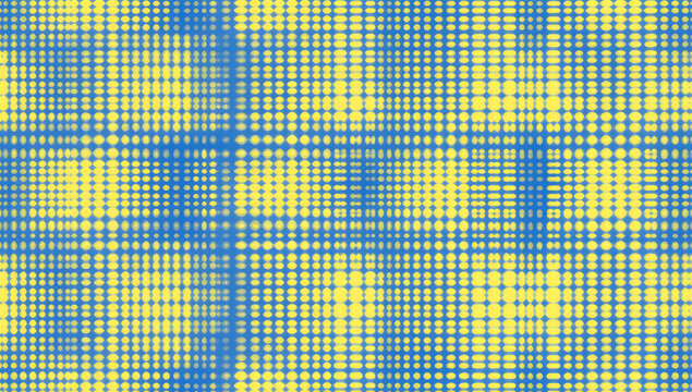 Geometric Abstraction: A captivating interplay of lines and color creates a dynamic visual experience, with a grid of intersecting blue lines layered over a vibrant yellow backdrop. 