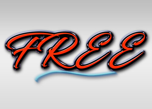 Red 3d free text on gray background with blue underline element