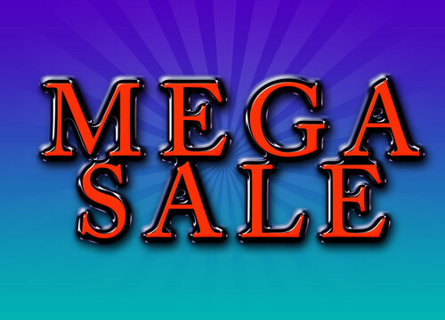 Mega sale sign with a blue and purple gradient background