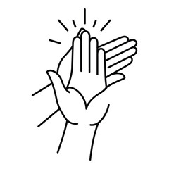 Obraz premium Two hands high five each other with lines indicating motion and excitement icon