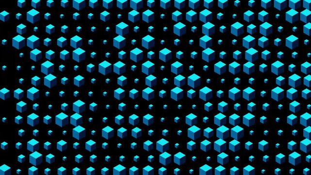 animated background of blue 3d cube zooming scaling randomly in mathematical pattern