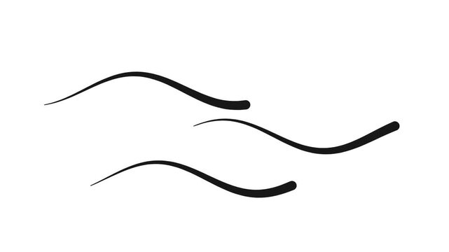 long slim flat 2d creature moving swimming smoothly in sinusoidal wave like headless snake eel worm dragon