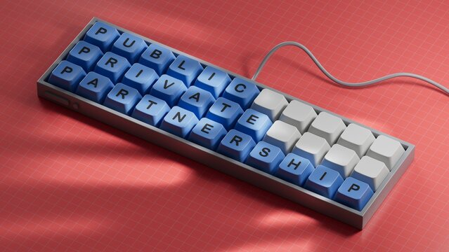 Text PUBLIC PRIVATE PARTNERSHIP. Computer keyboard keys. Copy space.3D rendering
