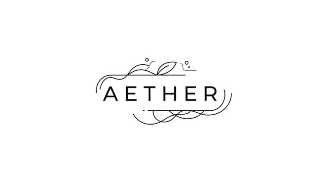 Elegant Aether Logo Design with Flowing Lines and Modern Typography.