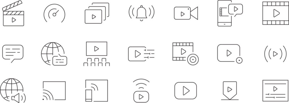 Audio and Video Line Icon Set Stock Template | Adobe