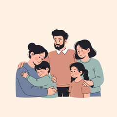 Obraz premium Illustration of Happy Family with Children.