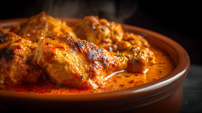 poulet &agrave; la Moamb&eacute; food dish from the Democratic Republic of the Congo. background illustration of food in the democratic republic of the congo.