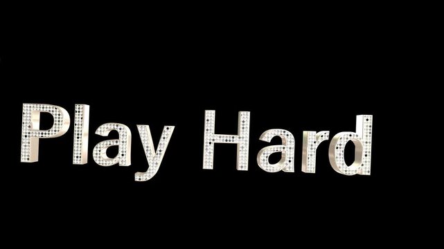Elegant gold letters forming the phrase play hard displayed against a clean and deep black background backdrop