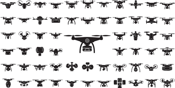 Drone and various unmanned aerial vehicle icons on display