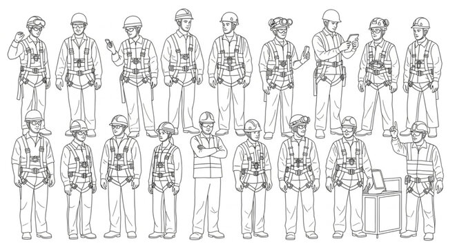 Collection of Military Personnel in Uniform, Detailed Illustration.