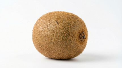 A close-up photo of a single kiwi fruit on a white background