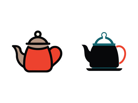 Colorful teapot icons with different designs and colors for decoration and illustration purposes  tea infusers and accessories