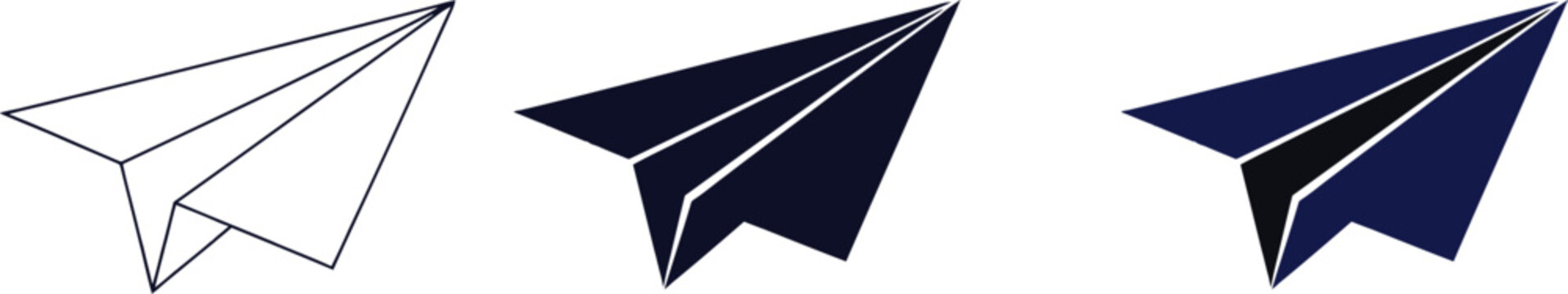 Paper plane icon. Send message button. Blue paper plane logo. E-mail, letter or telegram vector illustration. Mail sign. Flight origami. Travel pictogram. Online chat concept. 