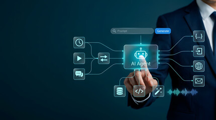 Obraz premium Intelligent AI Agent System for Automated Workflow Management and Digital Productivity Solutions in Modern Business