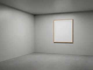 Serene Gallery Space with Picture Frame Displaying Minimalist Aesthetic