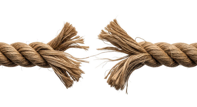 A brown rope with a frayed end