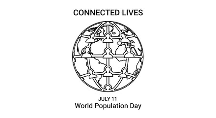 Obraz premium World Population Day concept illustration with interconnected people on globe.
