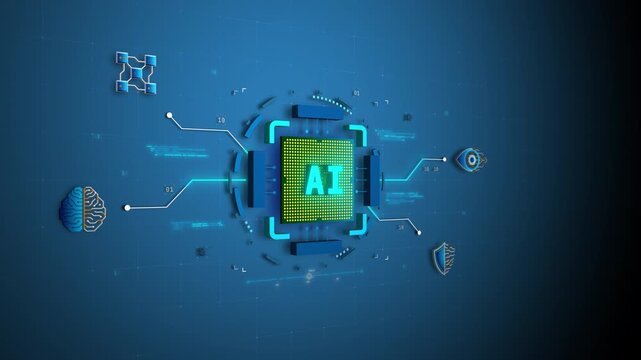 AI Processor Core Powering Intelligent Network System Motion Design Seamless Loop