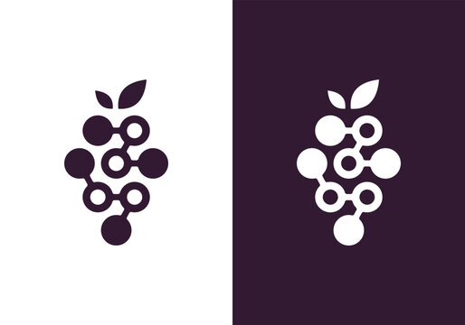 Modern Grape Logo Design Abstract Fruit Symbol for Branding.