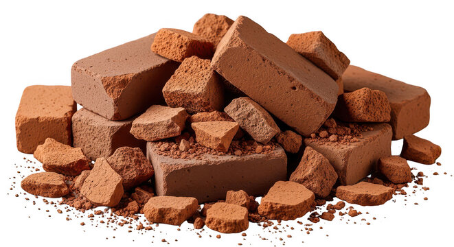 A pile of broken chocolate cake