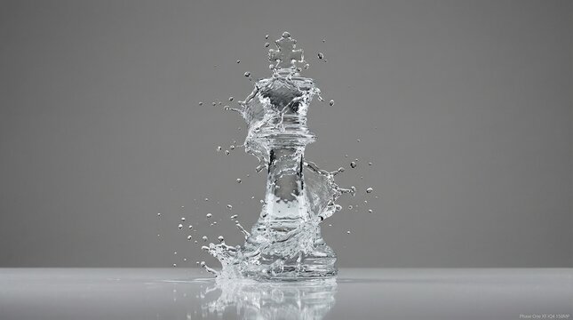 Surreal splashing clear water chess king piece business strategy concept