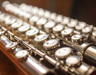 Obraz premium A close-up of a shiny musical instrument's keys and body