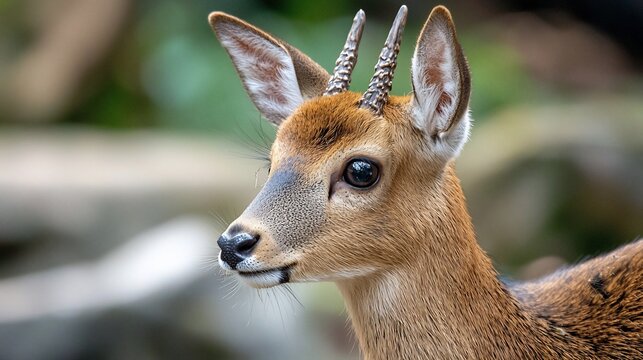 Kirks DikDik Profile Intricate Horns and Expressive Eyes in Natural Light.