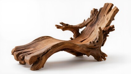 Fototapeta premium Handcrafted Driftwood Chaise Lounge Isolated on White Background