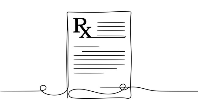 Prescription pad with rx symbol and lines for writing