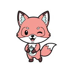 Fototapeta premium Fox Clipboard Business Mascot Commercial