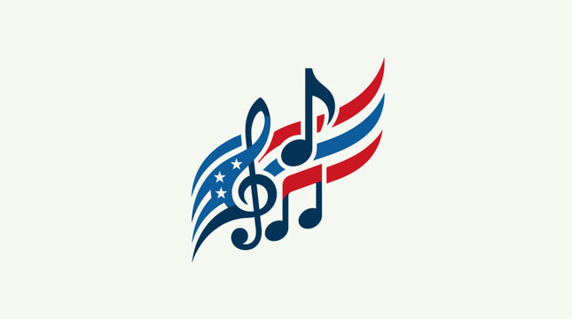 American Music Symbol with Patriotic Colors