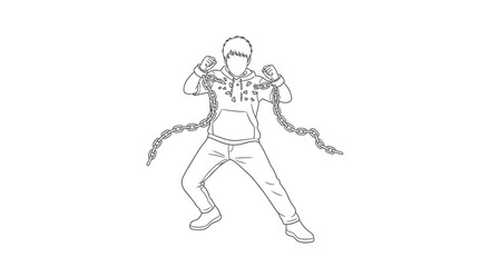 Fototapeta premium Man Breaking Free From Chains Illustration.
