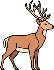 Fototapeta premium A cartoon illustration of a deer with large antlers