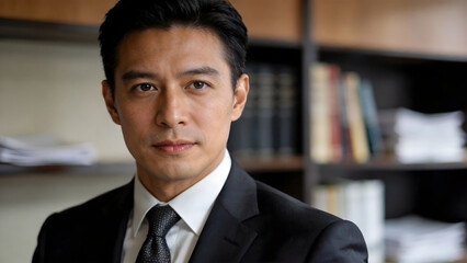 banker. A confident financial advisor in a suit, exuding professionalism in a softly lit office. pitch deck slides.