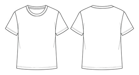 Naklejka premium Blank white short sleeve Tshirt template provides a versatile flat sketch for fashion designers to showcase new apparel concepts and product development in their collections.