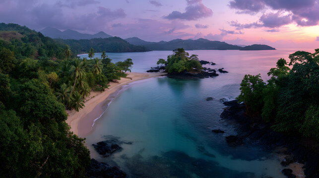panoramic view of principe island, sao tome. background illustration of sao tome island.