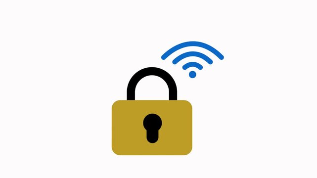 Secure wifi lock network animation icon