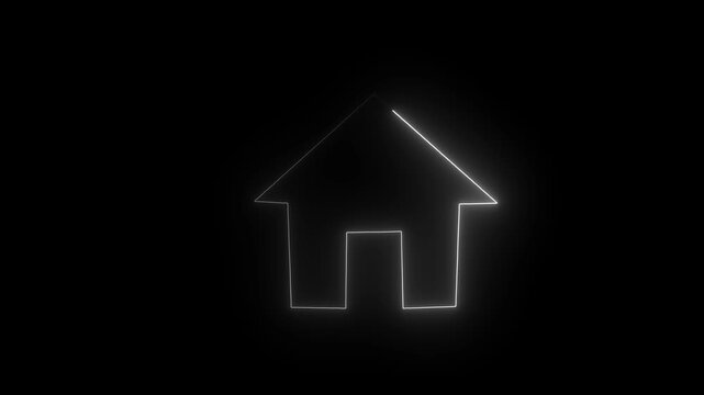 House simple icon. Neon home icons, Neon home panoramic. isolated on a black background. green light neon icon isolated on black background. 3rd rendering.